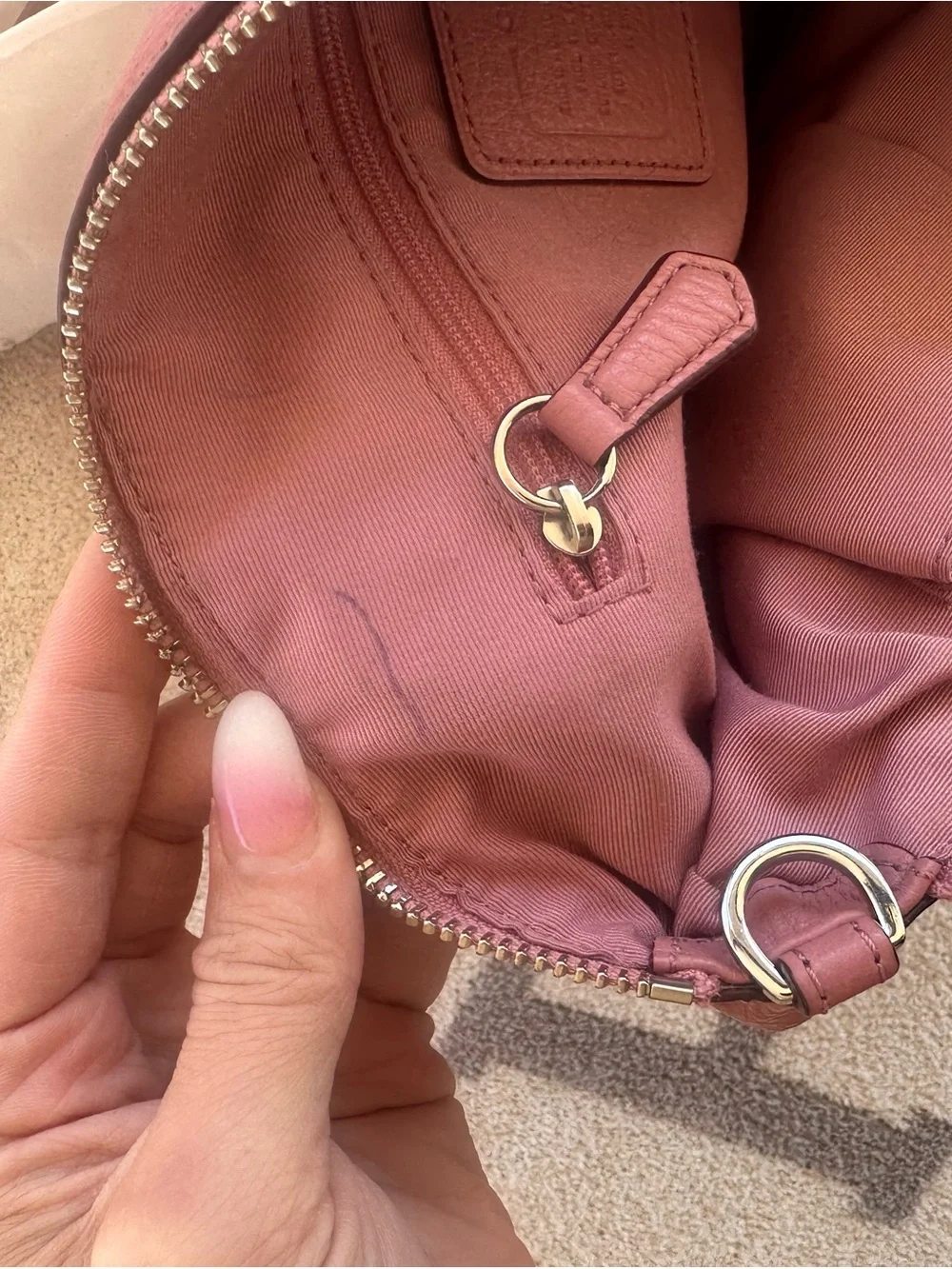 Coach Pebbled Leather Shoulder Tote in Dusty Rose Pink
